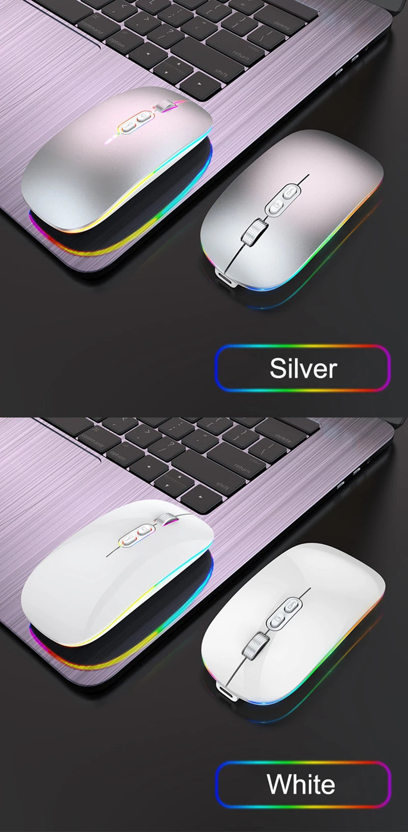 Dual Mode Bluetooth 2.4G Wireless Mouse One-Click Desktop Function Type-C Rechargeable Silent Backlight Mice for Laptop PC New