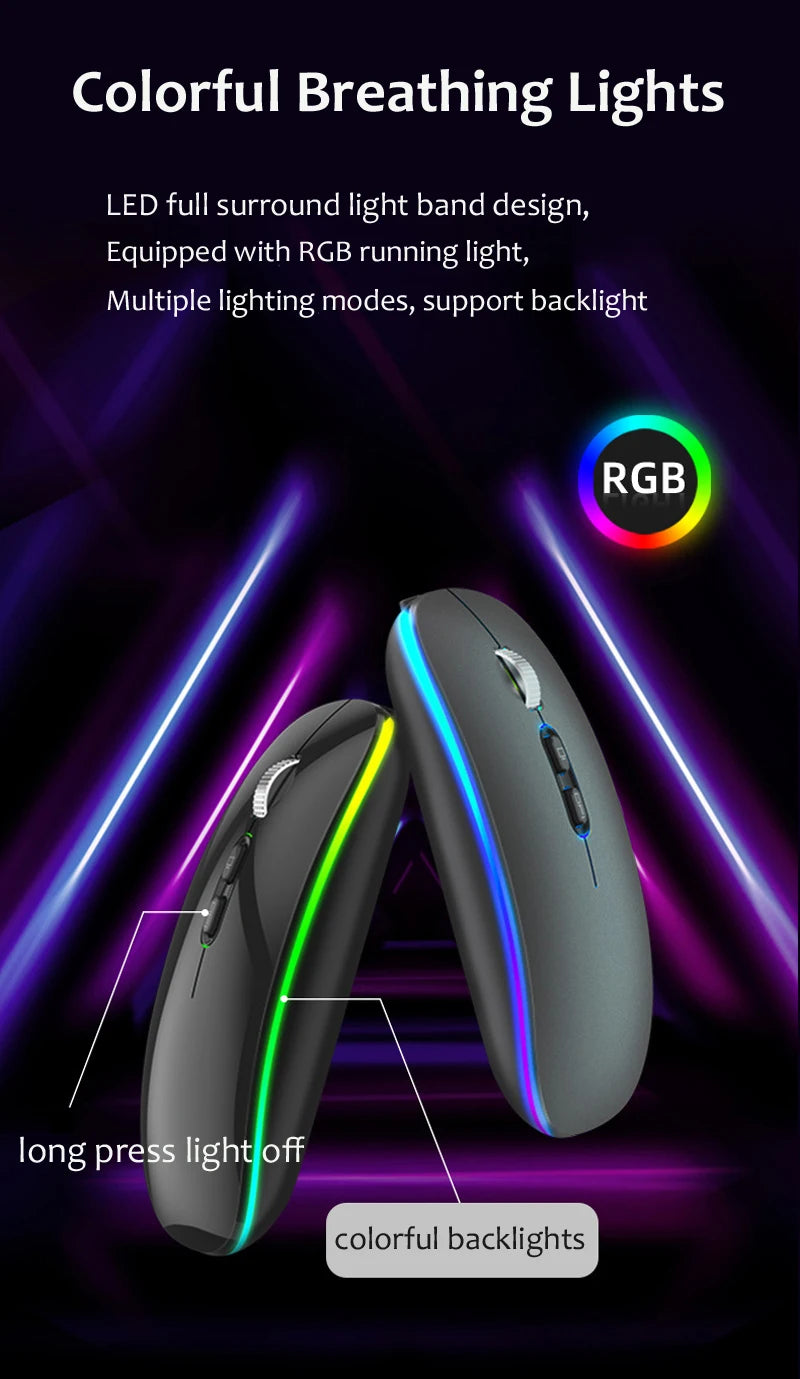 Dual Mode Bluetooth 2.4G Wireless Mouse One-Click Desktop Function Type-C Rechargeable Silent Backlight Mice for Laptop PC New